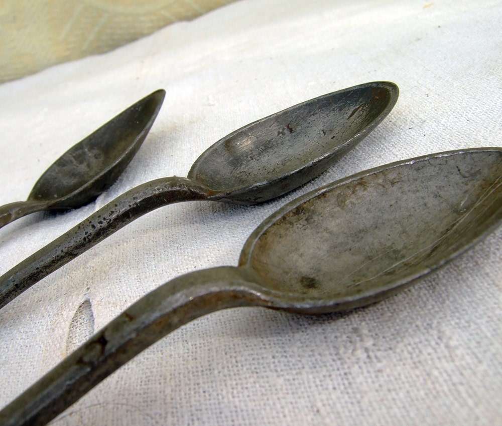 Spoons Antique French PEWTER by FrenchGypsy on Etsy
