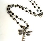 Dragonfly pendant wrap necklace