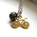 Bicycle Charm Necklace, tiny bike and the globe, Biking and Traveling Jewelry