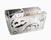 Paisley and Dots Etched Glass Business Card or Sugar Holder