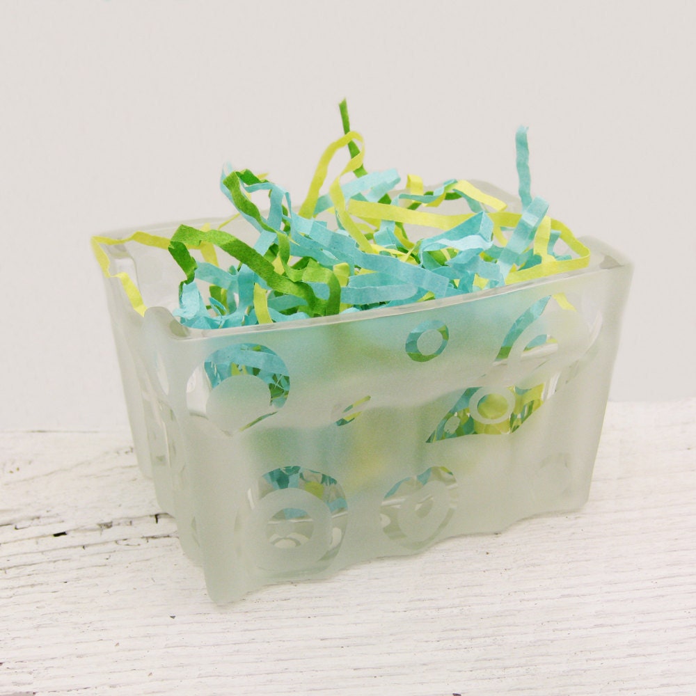 Sugar Holder Paisley and Dots Etched Glass