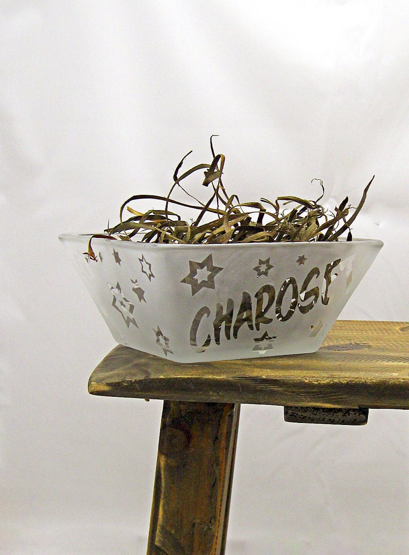 Charoset Bowl For Passover Seder Judaica Etched Glass