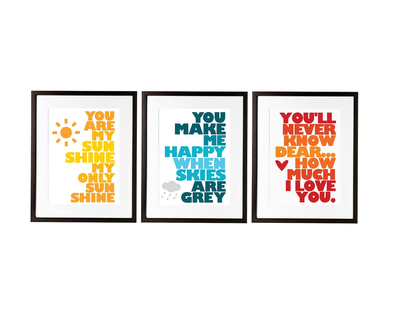 S A L E // You Are My Sunshine - Set of Three Prints - Designed for IKEA RIBBA frame - 13x19 - Yellow, Blue & Orange
