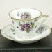Tea Cup and Saucer with Purple Violets