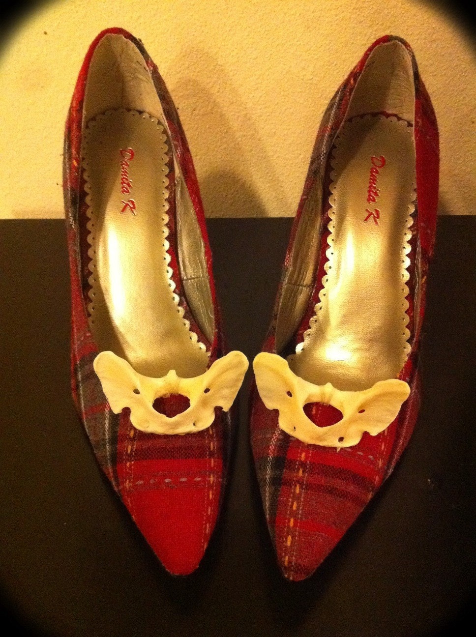 Sexy plaid vertabrae bow heels
