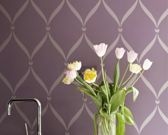 Wall Stencil Pattern Ribbon Lattice Allover Stencil Great Alternatiive to Decals and Wallpaper for Wall Decor