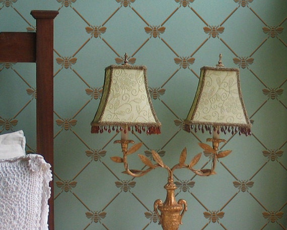 Wall Stencil French Bee Trellis Allover Stencil for Elegant DIY Wall Decor