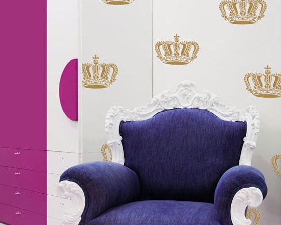 Detailed Crown Wall Stencil for Wall and Furniture Stenciling instead of a Decal