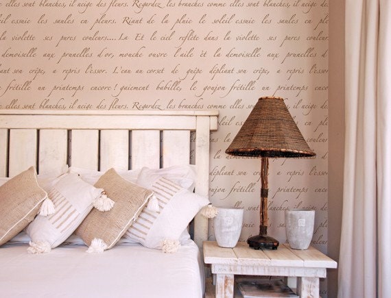 Typography Wall Stencil Springtime in Paris-Allover Stencil for Vintage or Modern Wall Decor