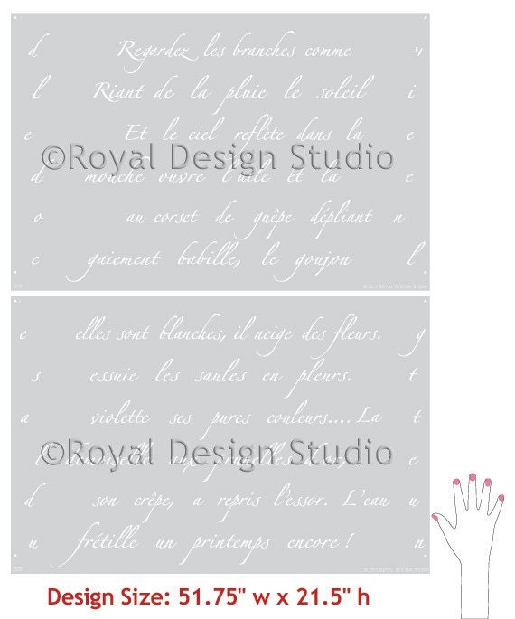 Typography Wall Stencil Springtime in Paris-Allover Stencil for Vintage or Modern Wall Decor