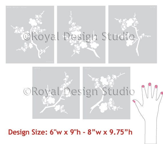 Wall Decor Stencil Cherry Blossoms for DIY Decorating