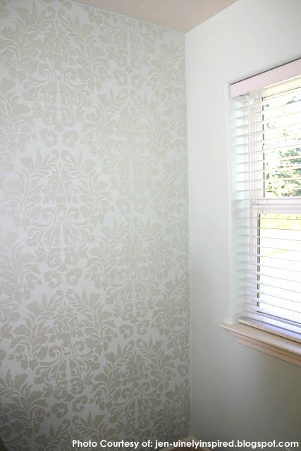 Large Wall Stencil Fabric Damask Allover Stencil for Easy DIY Wallpaper Decor