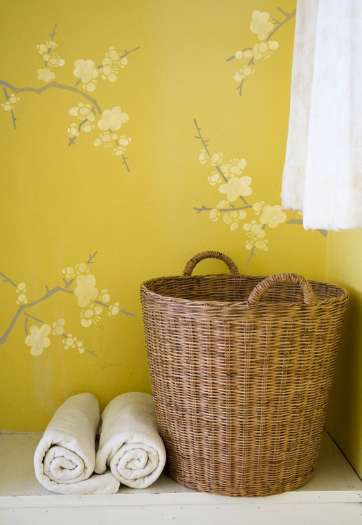 Wall Decor Stencil Cherry Blossoms for DIY Decorating