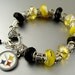 Pittsburg Steelers Licensed Logo European Charm glass bead Bracelets