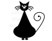 Cat Digital Stamp, Black Cat, Digi Stamp, 'Cat 1'