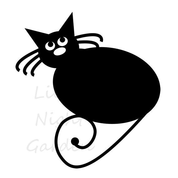 Cat Stamp, Digital Stamp, Black Cat, Digi Stamp, 'Cat 2'