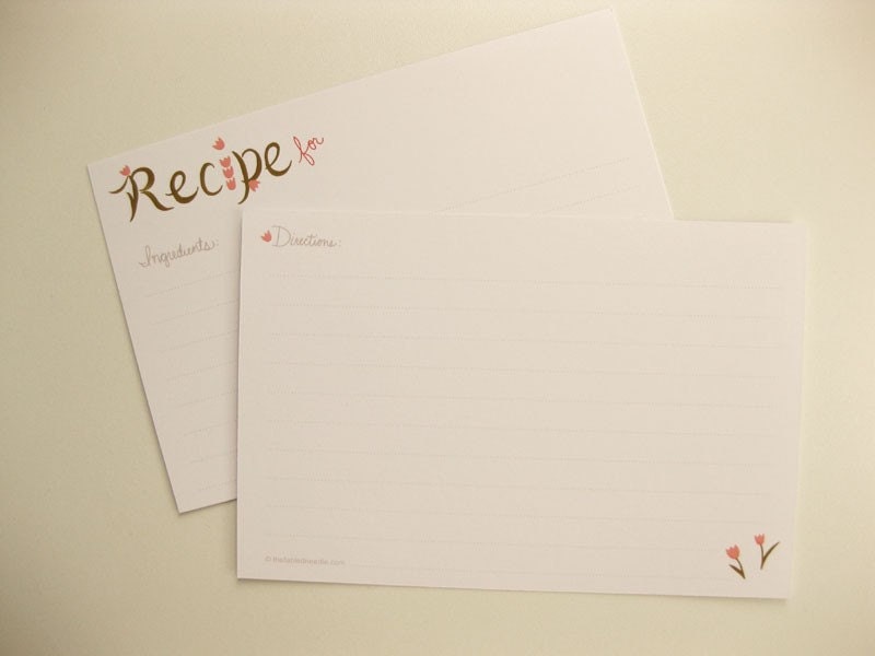Peachy Pink Tulips Recipe Card Set