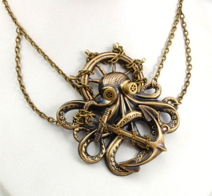 Steampunk Jewelry Steampunk Necklace Octopus Necklace Kraken Cthulhu Steampunk Goggles Steam Punk Jewelry By Victorian Curiosities
