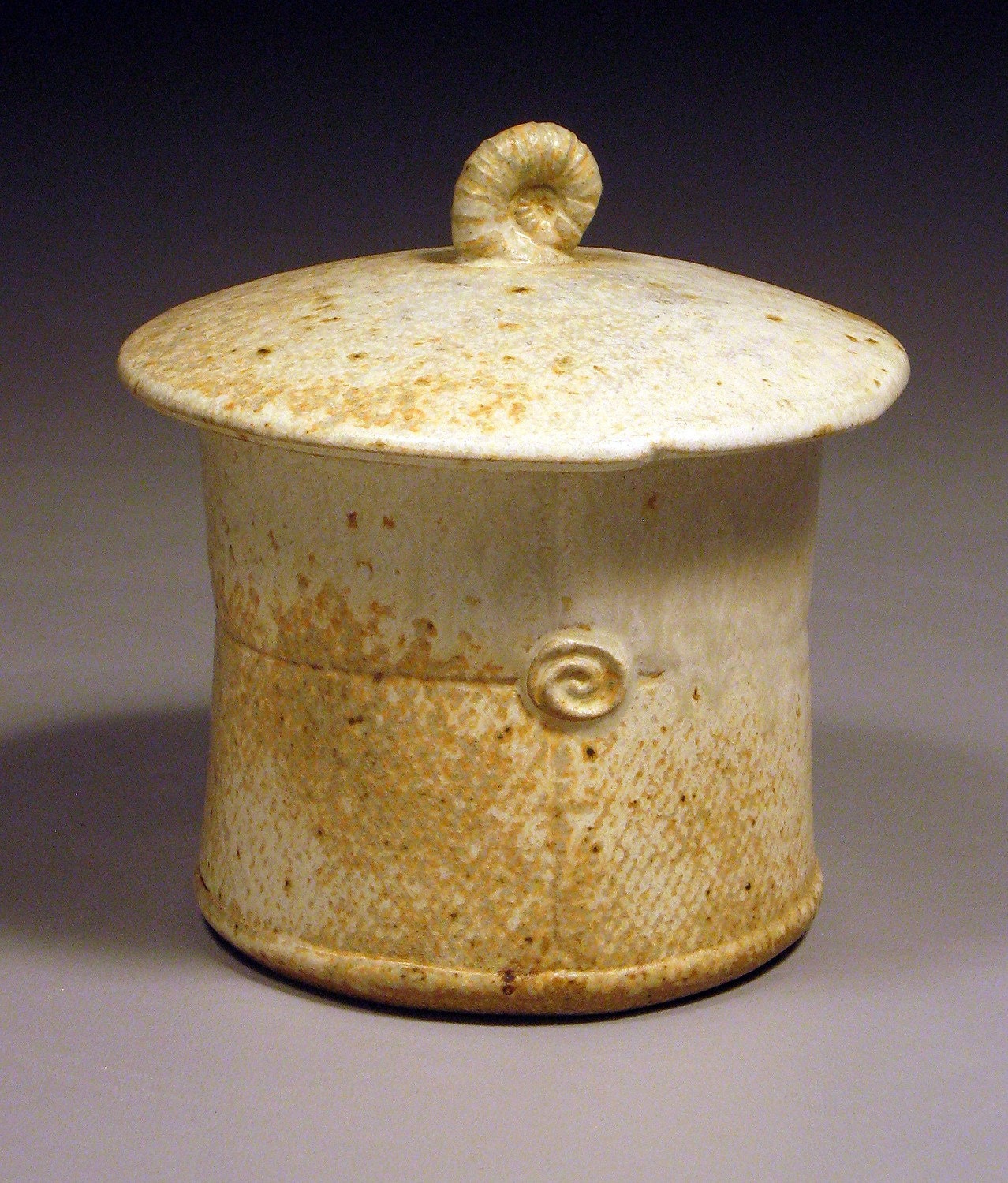 Cream-colored Ceramic Canister by Cynthia Spencer