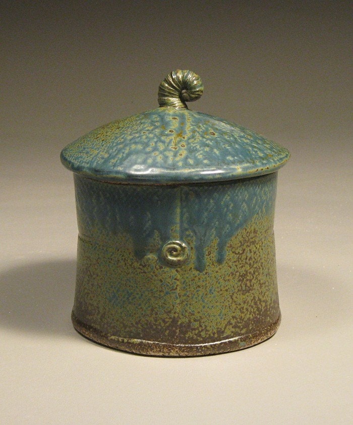 Small Blue Pottery Canister by Cynthia Spencer