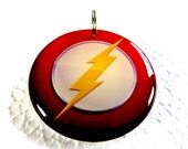 Pet Tag Dog Comics The Flash Lightning Bolt Round Circle Tag by ID4Pet
