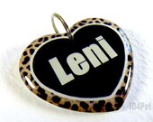 Custom Pet Tag Dog Tag Cat Pet Tag Sweet Heart Animal Print by ID4Pet