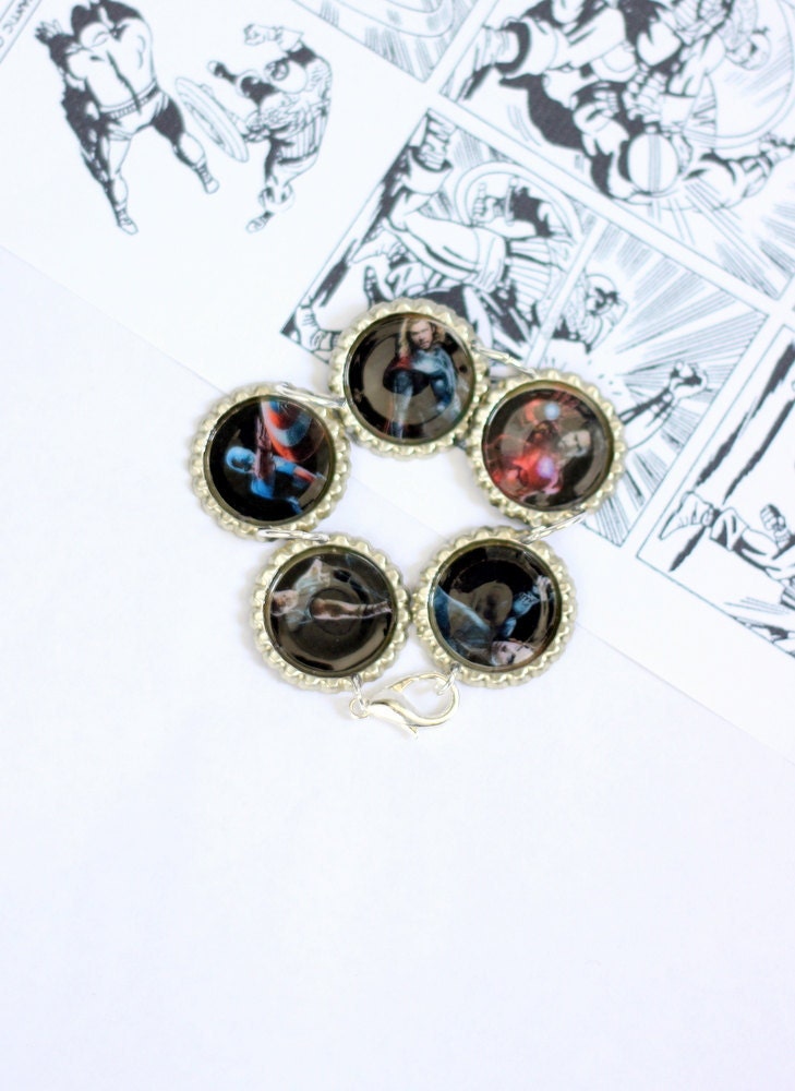 Marvel's The Avengers Recycled Bottle Cap Bracelet