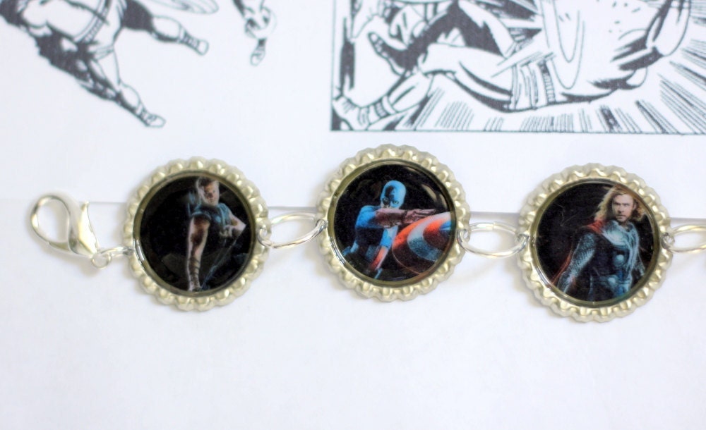 Marvel's The Avengers Recycled Bottle Cap Bracelet