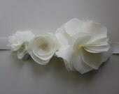 Handmade Flower Wedding Sash in Ivory
