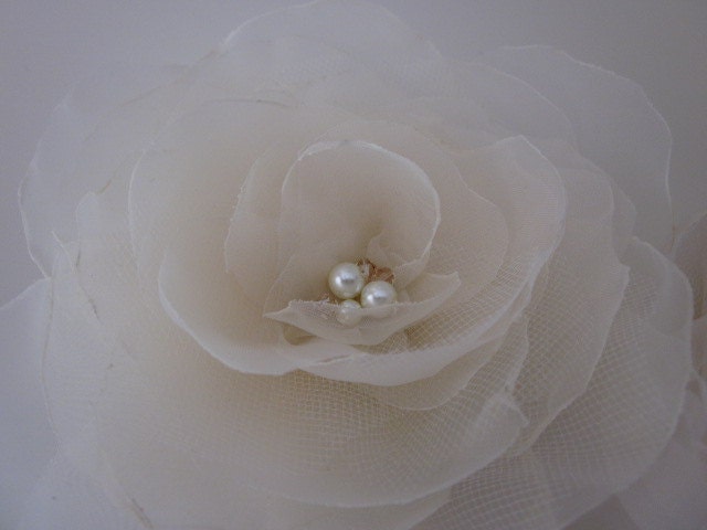 Champagne Organza Flower Hair Clip Fascinator