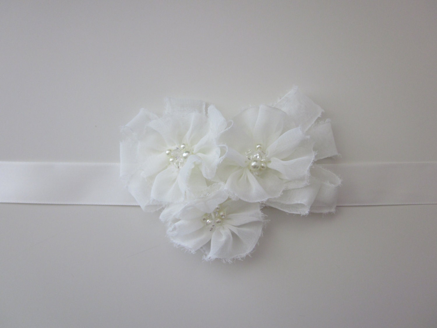 Megan - Handmade Flower Wedding Dress Sash in Ivory