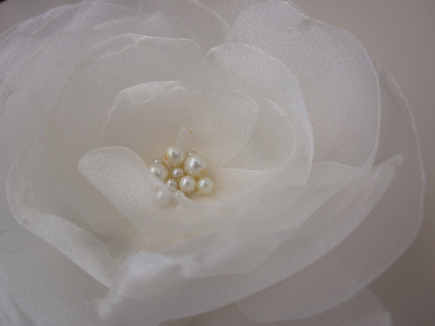 Ivory Organza Flower Hair Clip Fascinator