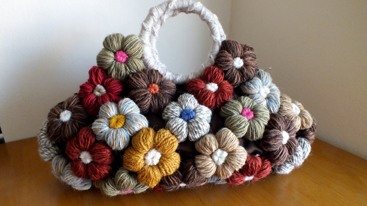 Flower Bag -Unique beautiful fun colorful clutch purse, handbag, diaper bag