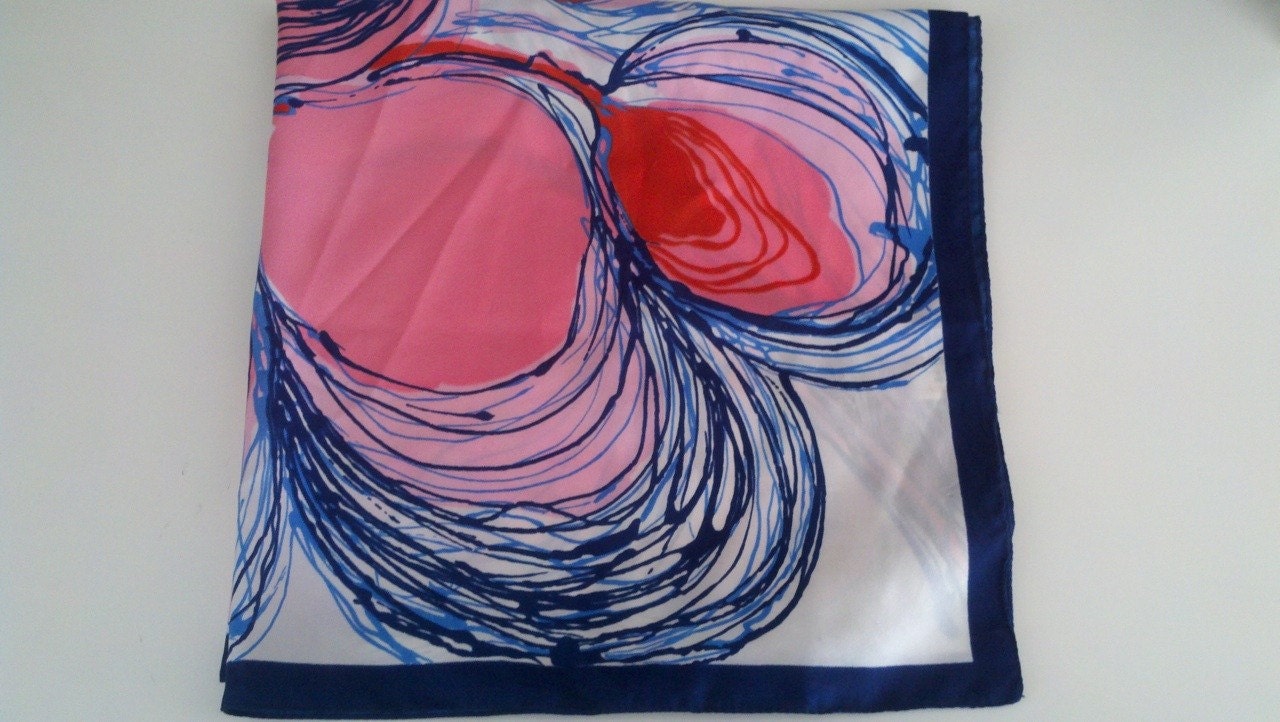 Vintage Pop Art Scarf - Made in Italy Red Pink Blue