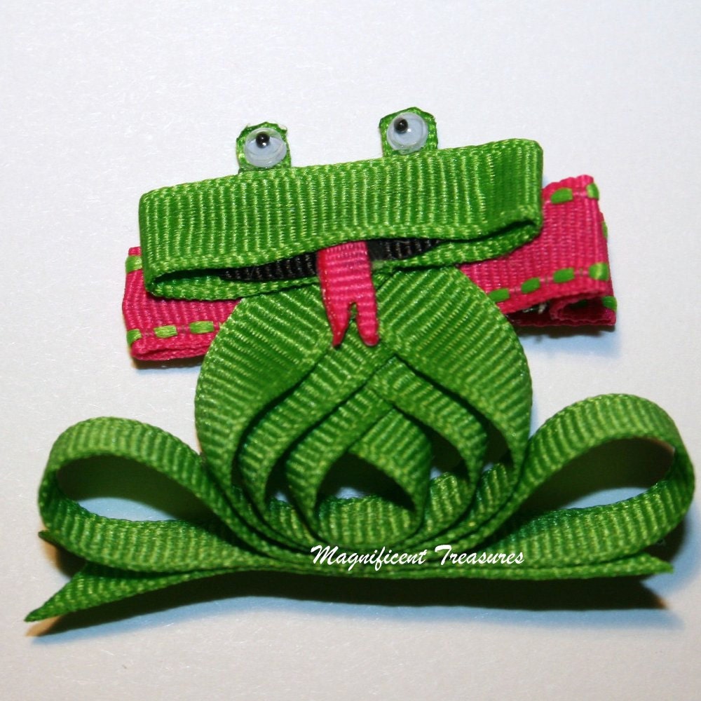 Frog Ribbon Sculpture Hair Clip