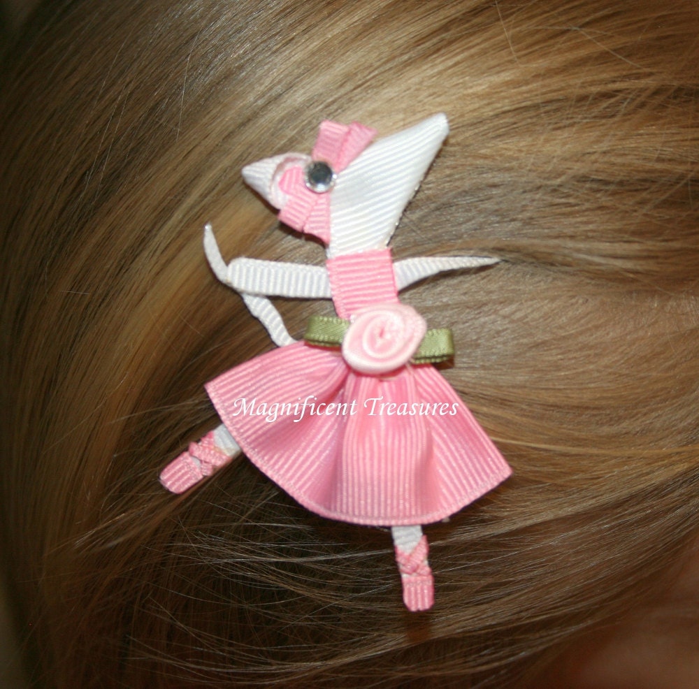 Angelina Ballerina Inspired Ribbon Sculpture Hair Clip