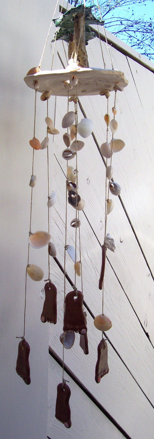 Ceramic Wind Chime Hand Sculpted Art Stoneware by Linda Sapp Long "Barefoot Island" Enjoy the Sounds of the Island