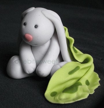 Bunny cake topper with blanket
