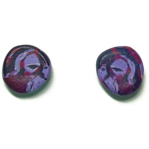 Cool stud earrings. Titanium Stud Earrings. Polymer Clay Earrings. Vampire purple earrings