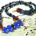 Cobalt Blue necklace, sapphire blue glass bead necklace, macrame