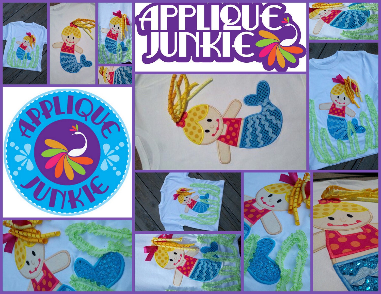 Mermaid with Corker Hair Machine applique design