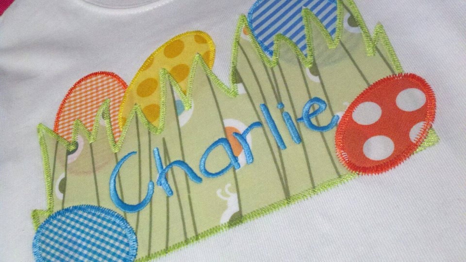 Going on an Egg Hunt Name Plate Machine Applique Design