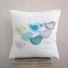 Pastel throw pillow: birds on white cotton