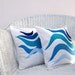 Beach pillows set: blue, turquoise wave modern nautical pillows beach cottage style
