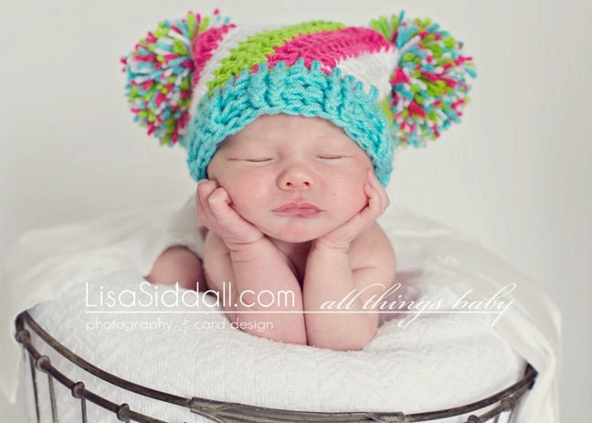 Ra-Ra Swirly Top - Pom Pom Hat- Newborn Photo Prop - Made to Order