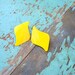 80s Vintage BRIGHT BANANA YELLOW Killer Earrings .....retro accessories. mod. geometric. bright. banana yellow. pierced ears