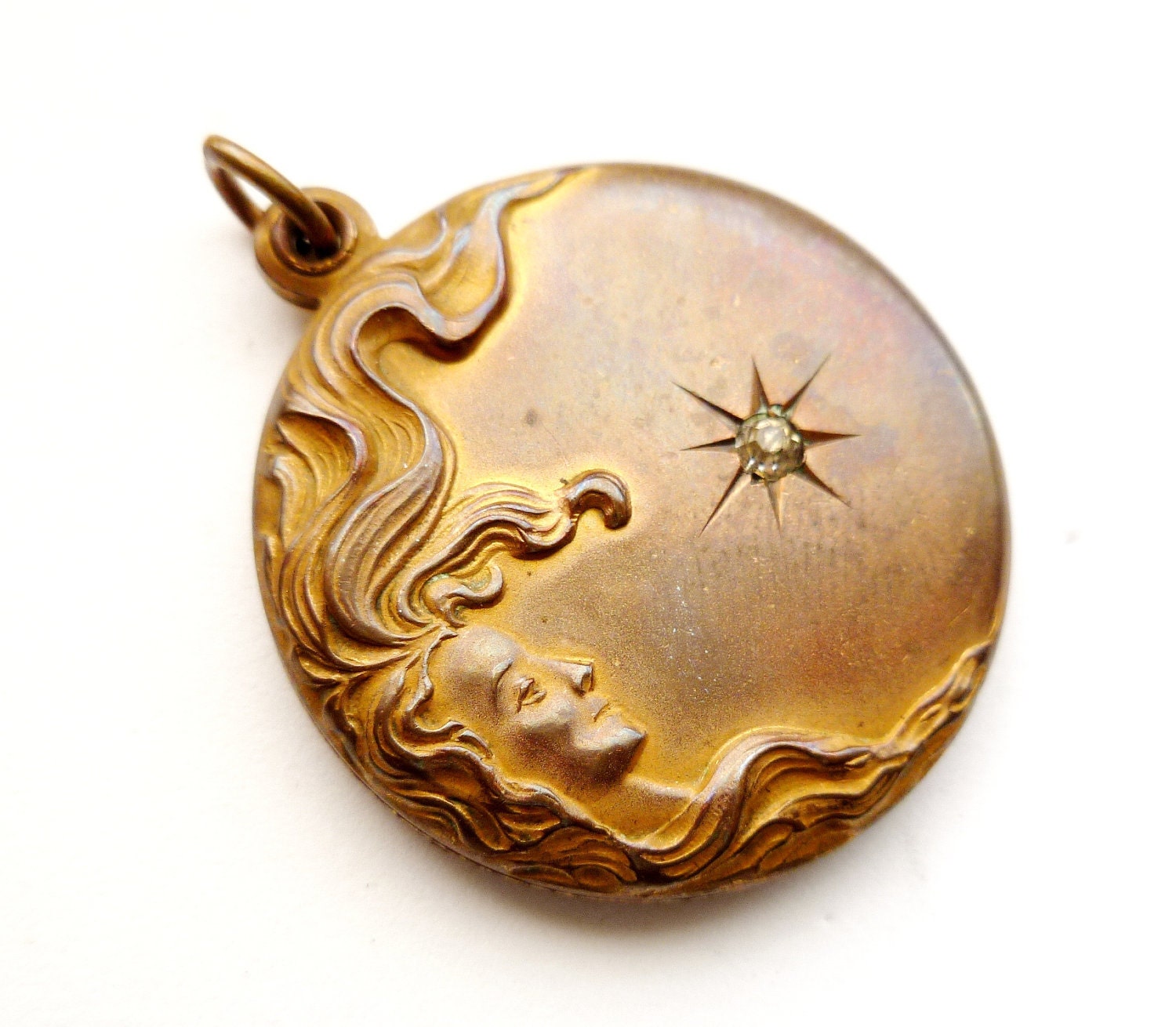 Antique Art Nouveau Sliding Locket with "North Star"