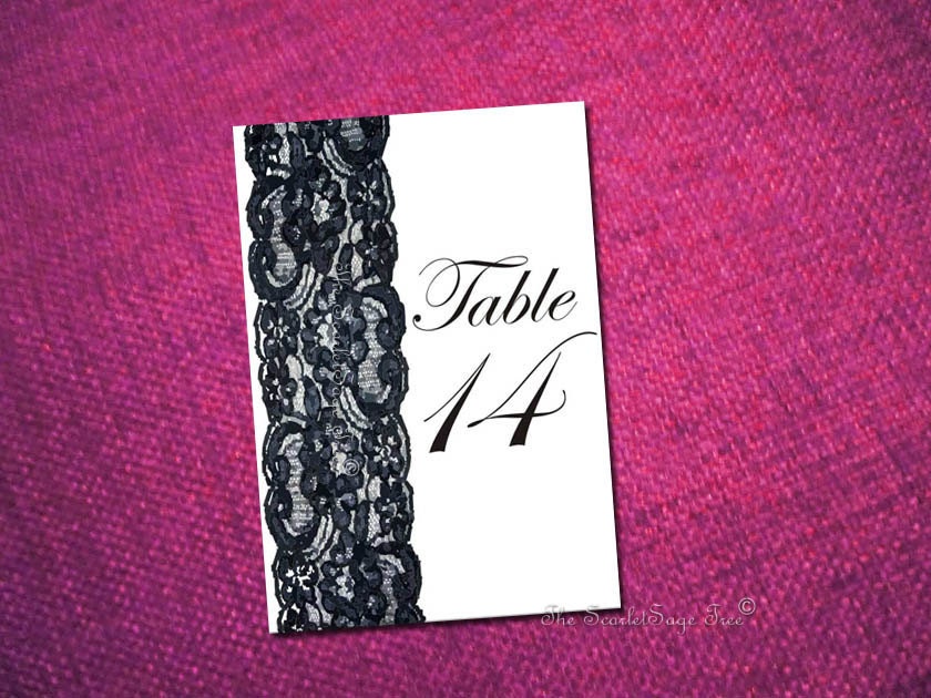 PRINTABLE BLACK LACE Table Numbers 1-15 Diy Wedding Decor Pdf Design Template Seating Signs Settings Decoration Vintage Modern Country Posh