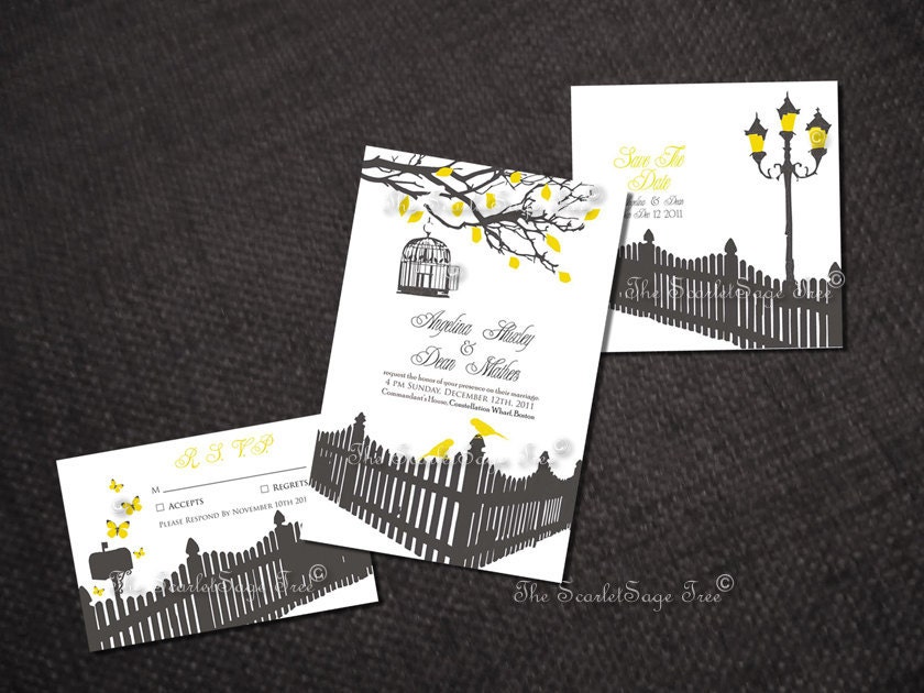 PRINTABLE Romantic Garden Save The Date DIY Wedding Paper Goods Invitation Suite Love Birds Engagement Anniversary Program Template Design
