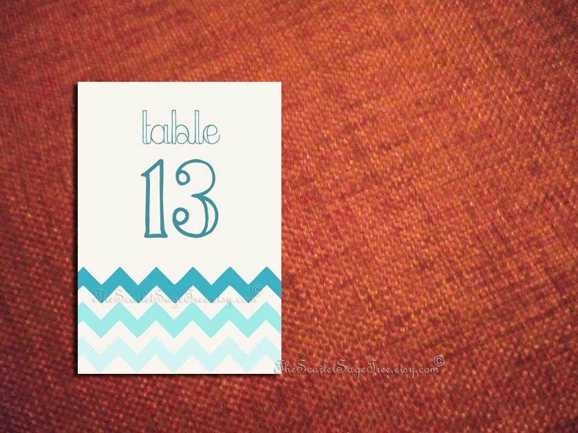 DIY PRINTABLE Chevron Chic Table Numbers DIY Wedding Decor Escort Place Card Menu Seating Sign Setting Modern Fun Beach Template Design Pdf